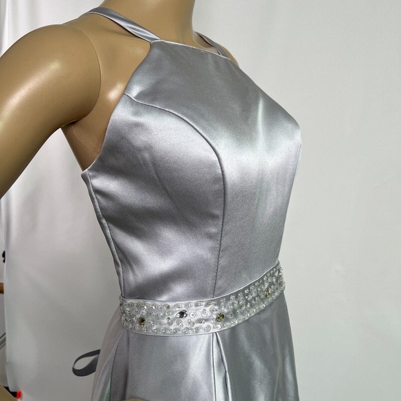 Vnaix Bridals Womens Wedding Dress Long Satin Halter Pockets Grey, Sz 8 - Picture 10 of 16